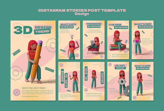 PSD 3d design instagram story templates