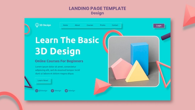 PSD 3d design landing page template