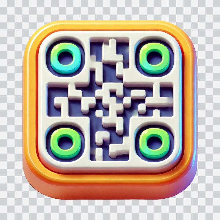 PSD 3d design qr code icon isolated in transparent background