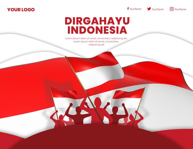 3d design social media post indonesian independence