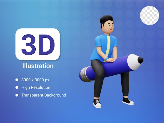 PSD 3d дизайнер летает с карандашом