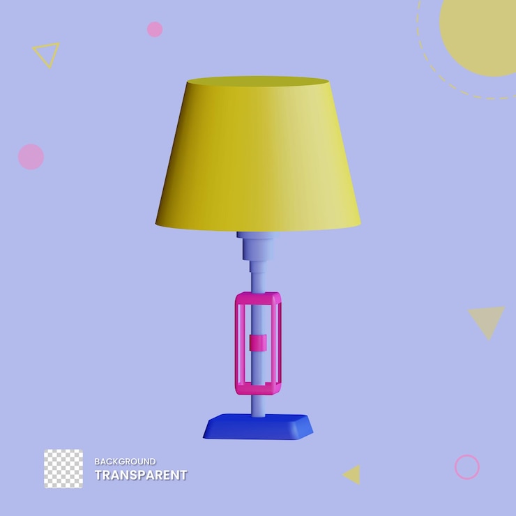 PSD 3d desk lamp illustration with transparent background
