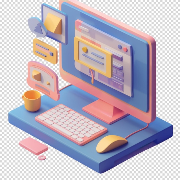 3d desktop isolated on transparent background