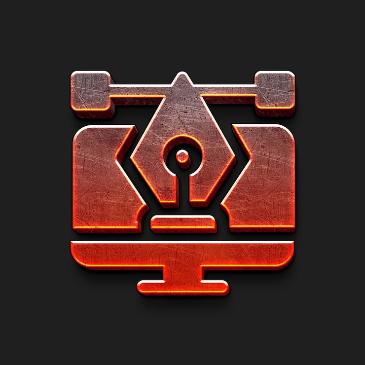 PSD 3d desktop with pen tool icon