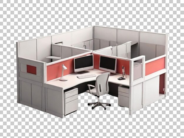 PSD 3d of detailed cubicle on white background