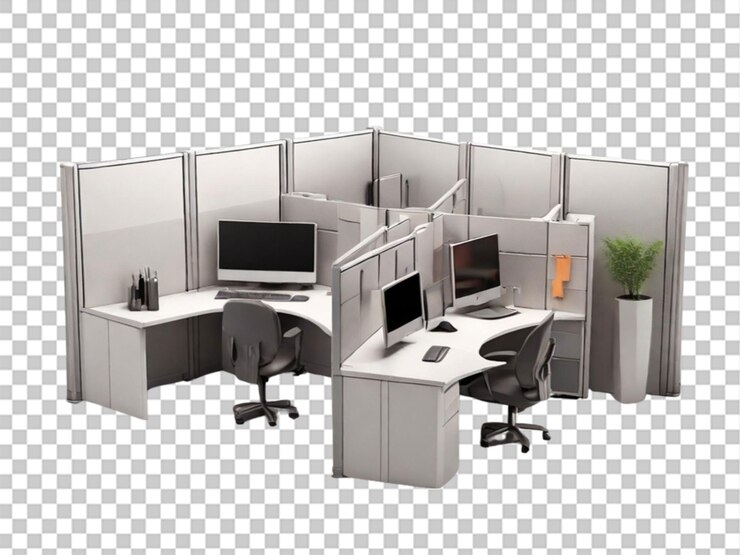 PSD 3d of detailed cubicle on white background