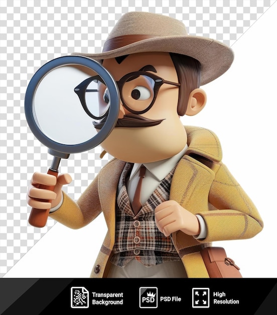 3d detective cartoon solving a complex enigma cartoon cartoon png clipart png psd