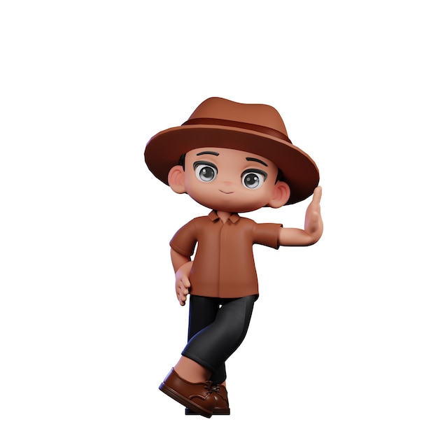3D-detective speelt een coole pose.