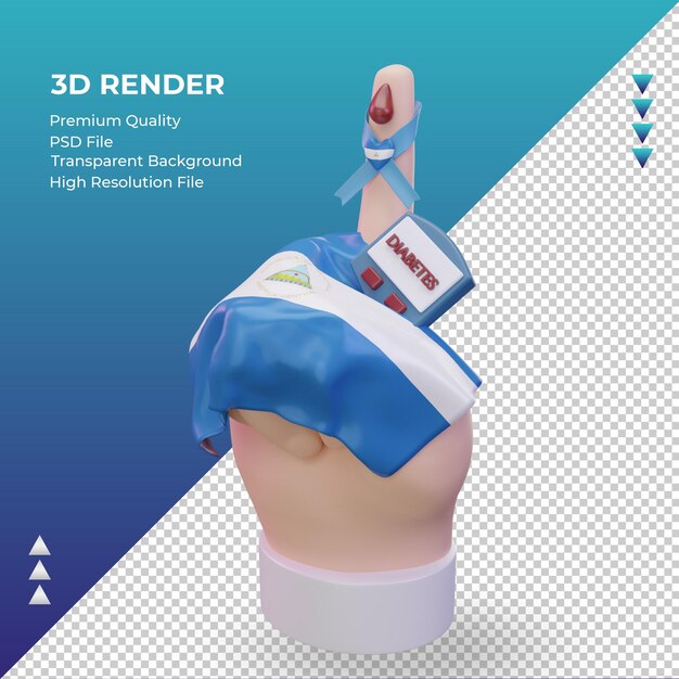 3 d の糖尿病の日ニカラグア レンダリング右ビュー