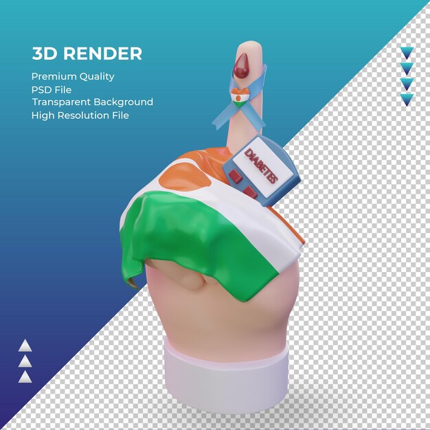 3 d の糖尿病の日ニジェール レンダリング右ビュー