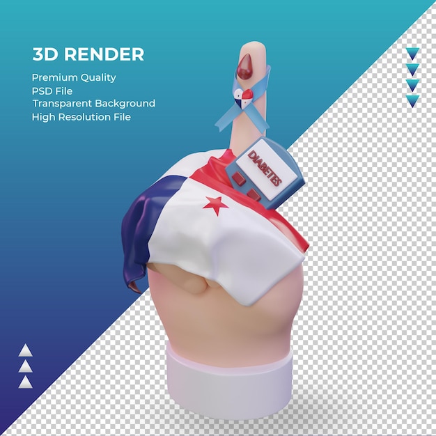 PSD 3 d の糖尿病の日パナマ レンダリング右ビュー