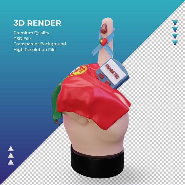 3 d の糖尿病の日ポルトガル レンダリング右ビュー