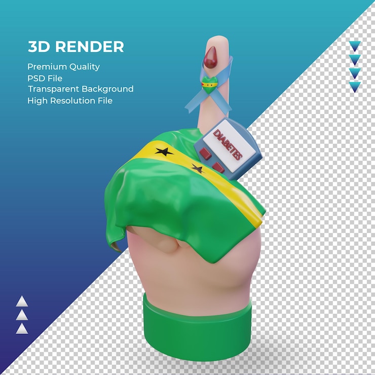PSD 3d diabetes day sao tome and principe rendering right view