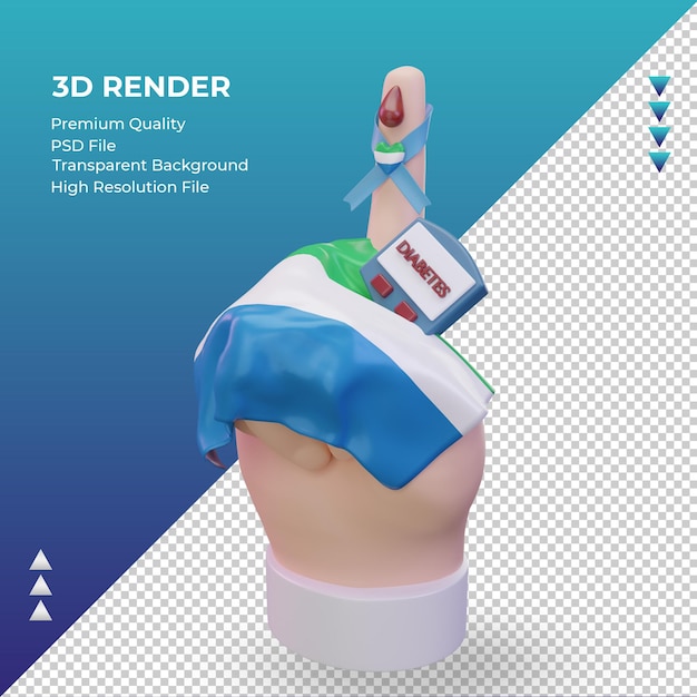 PSD 3 d の糖尿病の日シエラレオネ レンダリング右ビュー