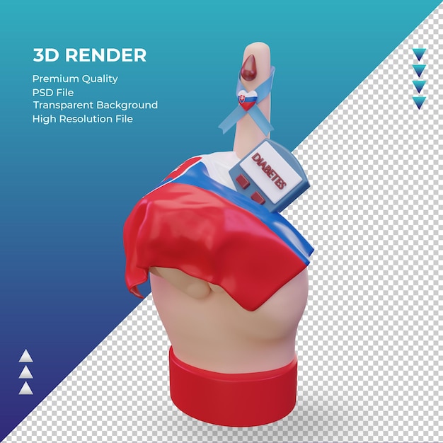 3 d の糖尿病の日スロバキア レンダリング右側面図