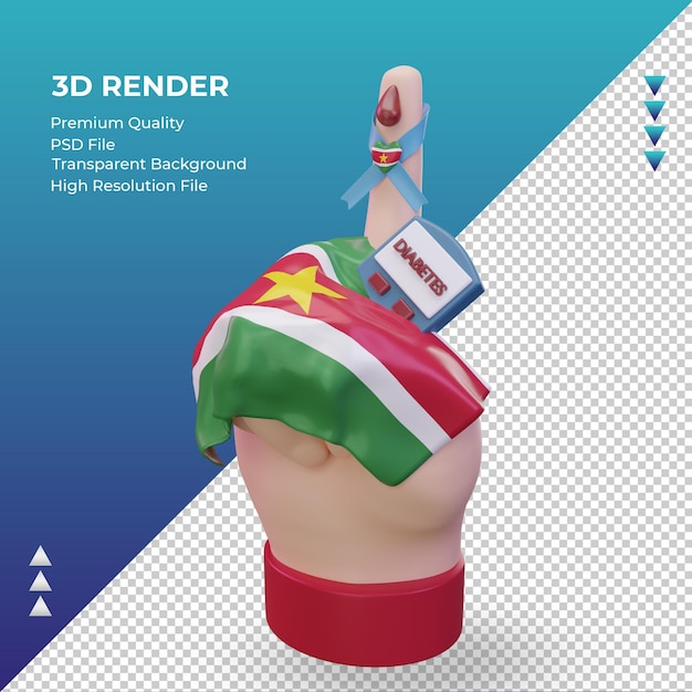 PSD 3 d の糖尿病の日スリナム レンダリング右ビュー