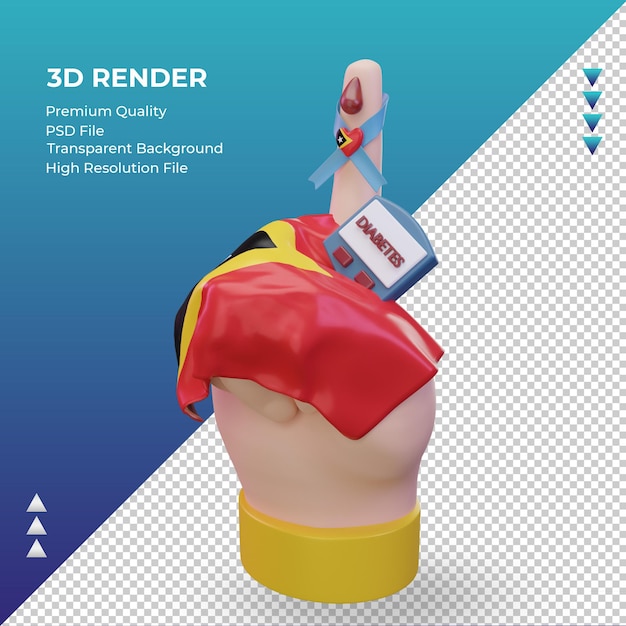 3 d の糖尿病の日東ティモール レンダリング右ビュー