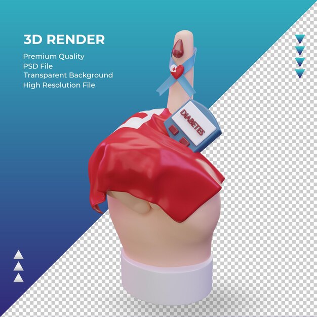 3 d の糖尿病の日トンガ レンダリング右ビュー