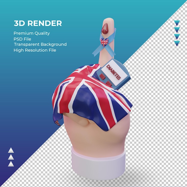 3 d の糖尿病の日イギリス レンダリング右ビュー