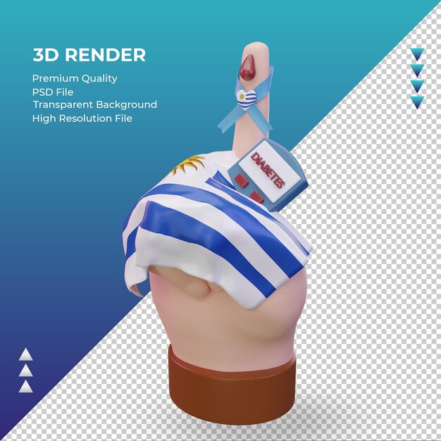 PSD 3 d の糖尿病の日ウルグアイ レンダリング右ビュー