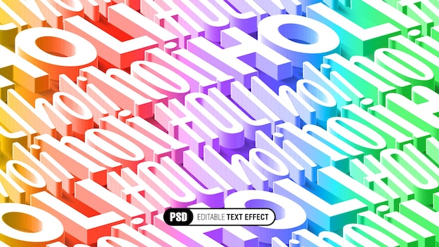 PSD 3d diagonal word text effect for holi with colourful gradients