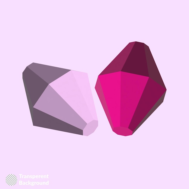 PSD 3d diamond pink fuchsia gemstone precious