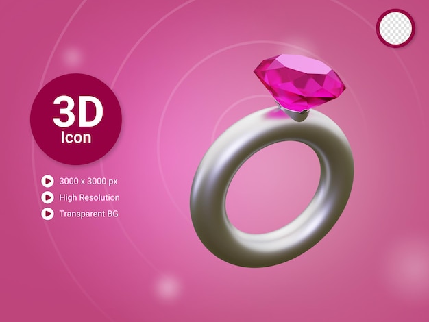 3d diamond ring icon