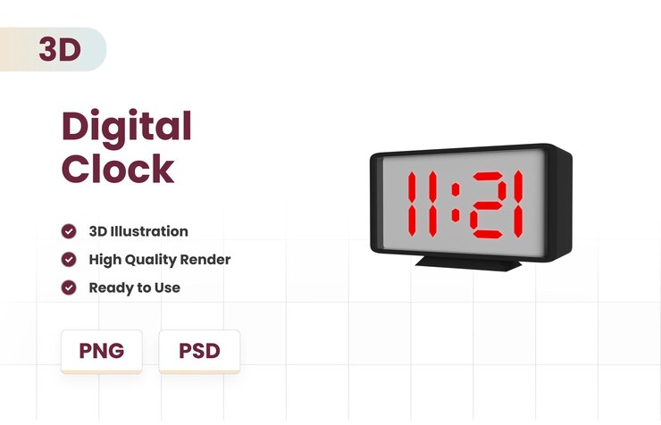 PSD 3d digital clock