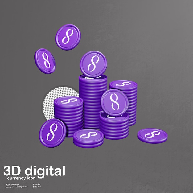 PSD 3d 디지털 화폐 암호화폐 아지크 아이콘