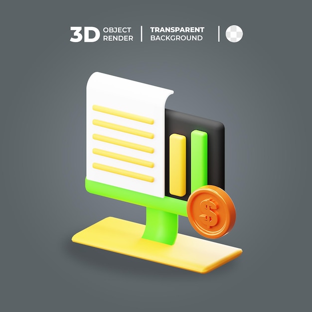 3d digital finance report icon