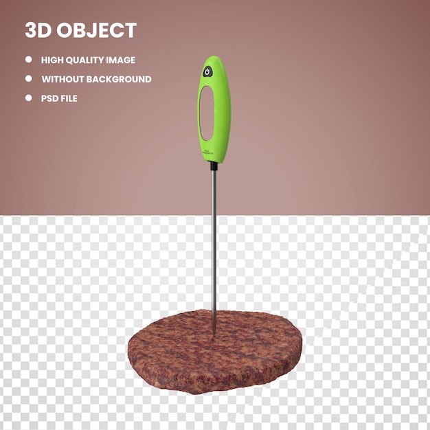 PSD 3d digital food thermometer with hamburger