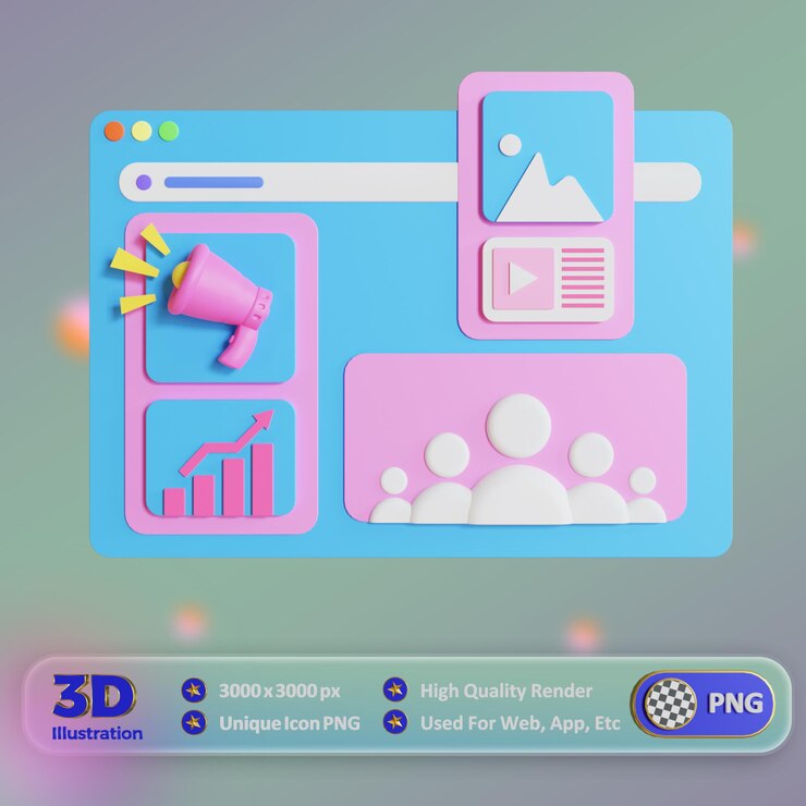 PSD 3d digital markedsføringsillustrasjon png