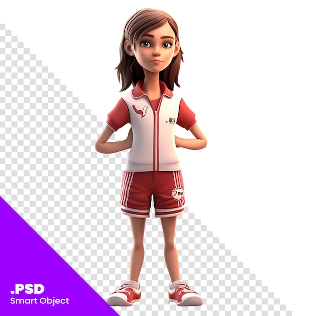 PSD 3d digital render of a female soccer player isolated on white background psd template