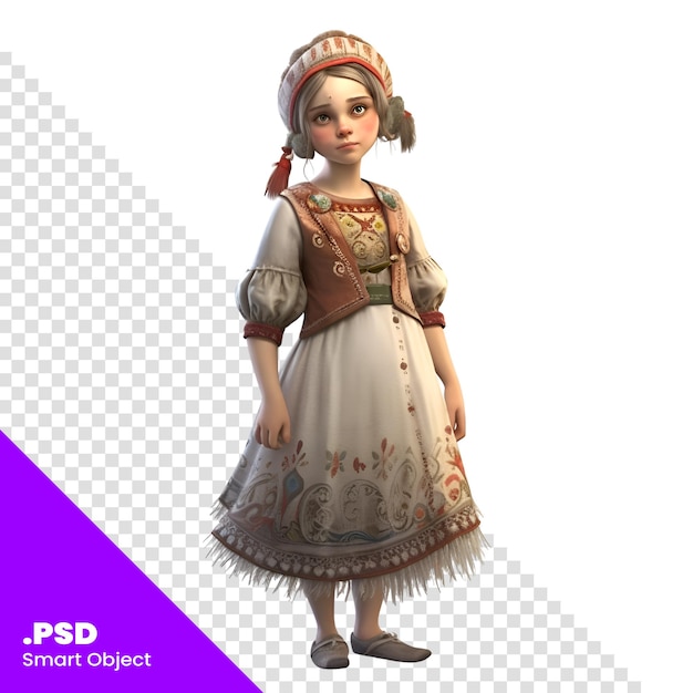 PSD 白い背景に分離されたかわいい王女の 3 d デジタル レンダリング psd テンプレート