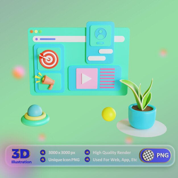 PSD 3d digitale marketing illustratie png