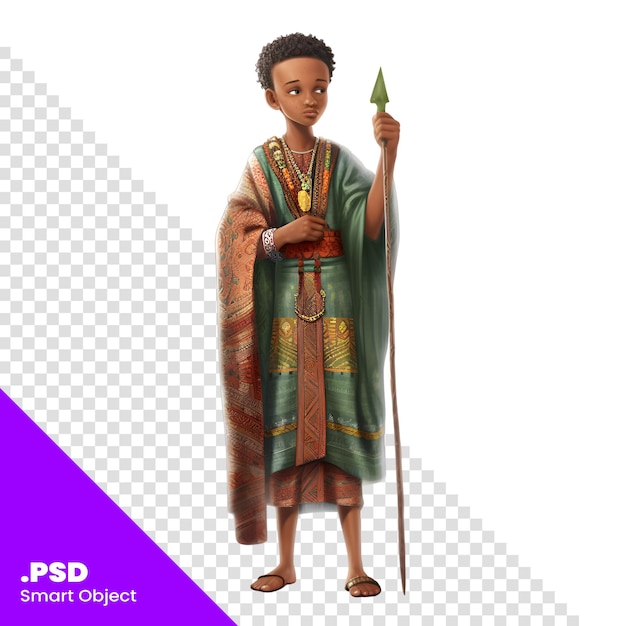 3D digitale weergave van een Afrikaanse priester geïsoleerd op een witte achtergrond PSD-sjabloon