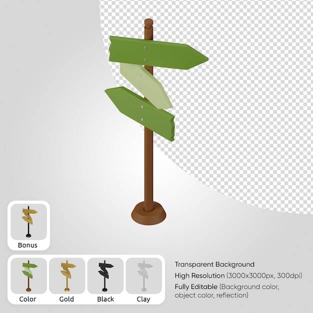 PSD 3d-directionele verkeersbord
