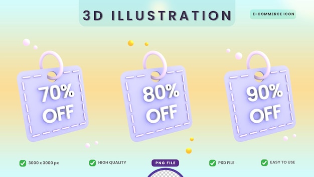 3Dディスカウント708090オフセールタグアイコンeコマースイラスト