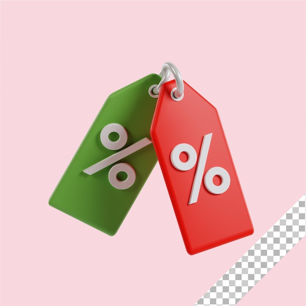 3d discount icon with transparent background