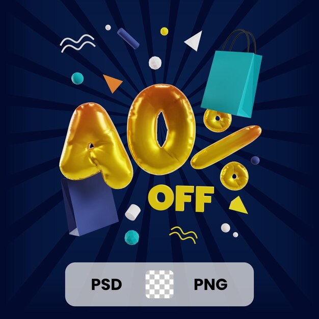 PSD 3d discount off illustration