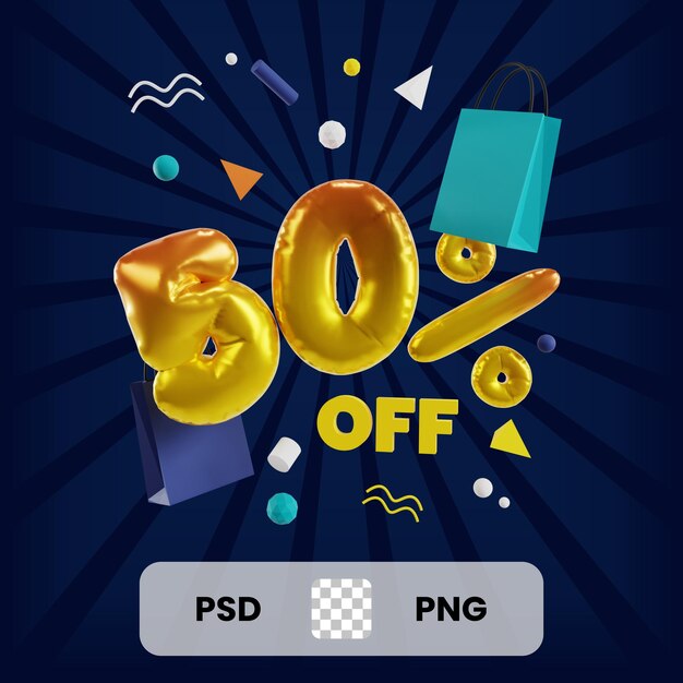 3d discount off illustration