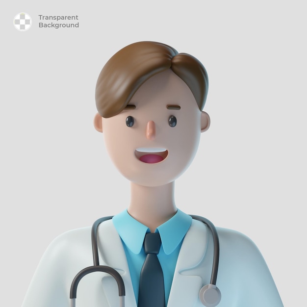 3d доктор мультипликационный персонаж аватар, изолированный в 3d рендеринге