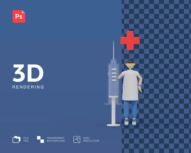 PSD 주사 일러스트와 함께 3d 의사