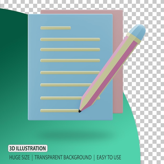 3d document icon rendering with transparent background