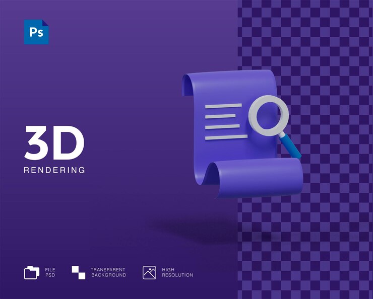 PSD 3d document note projectmanagement searching icon