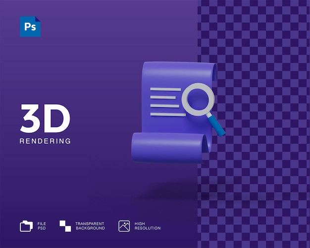 PSD 3d document note projectmanagement searching icon