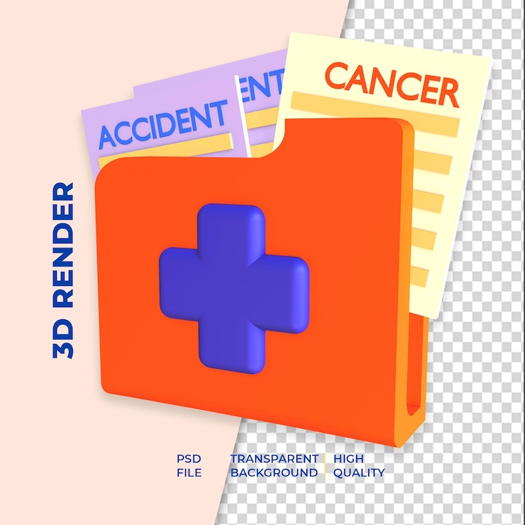 PSD 폴더 의료 데이터 개념이 있는 3d 문서