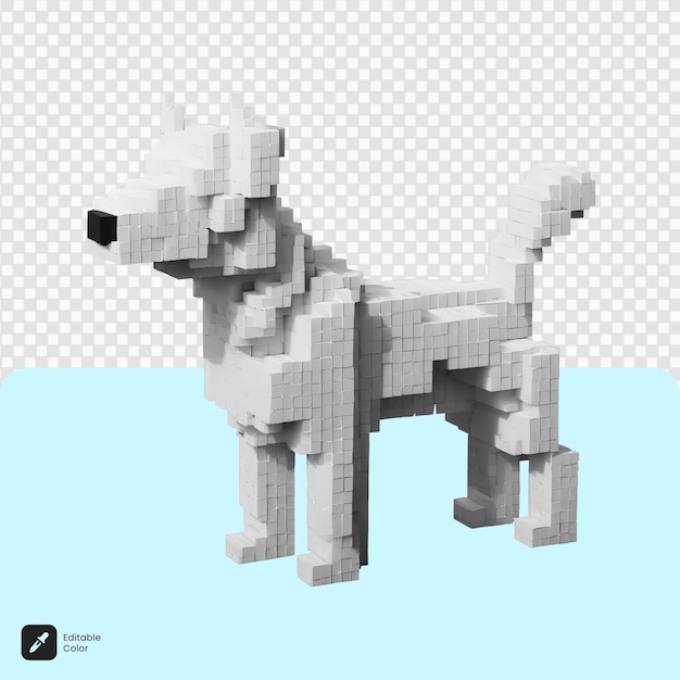 PSD 3d dog voxel art izolowany