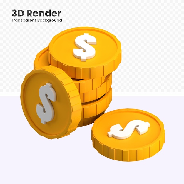 3d dollar coin stack illustration