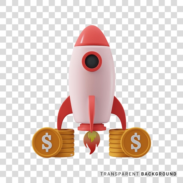 3D Dollar coins and launching rocket